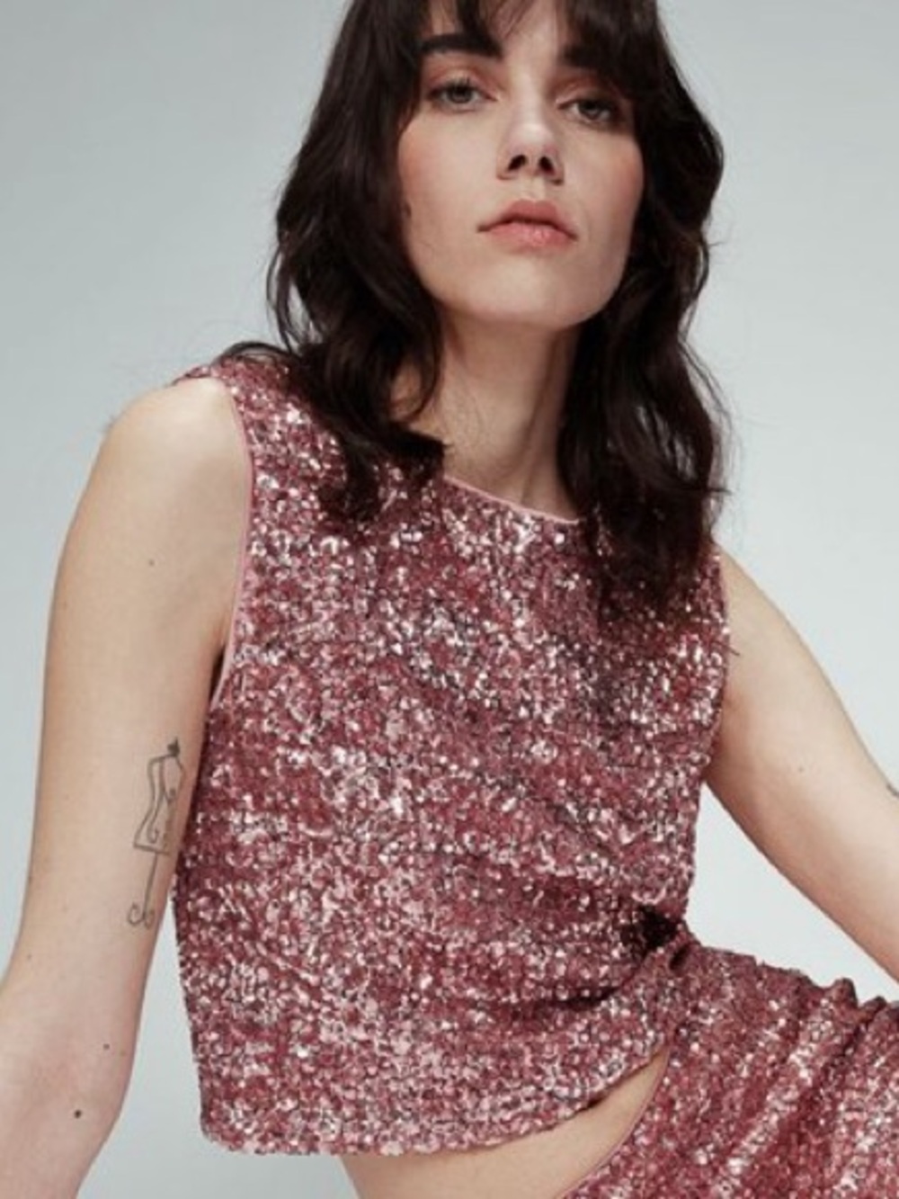 Grace & Mila Orly sequined sleeveless cropped top